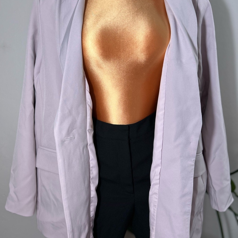 Women's Belted Blazer Jacket - Light Lavandarish - Picture 6 of 8
